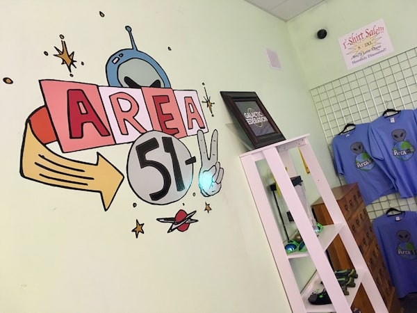 In-game: The Area 51-2 logo painted to the wall of the gift shop.