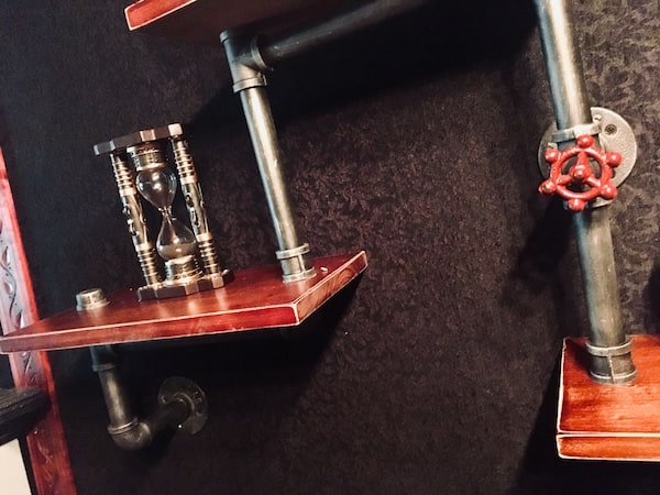 In-game: steampunk bookshelves.