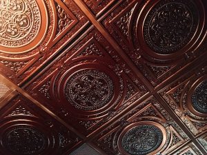 In-game: ornate copper ceiling.