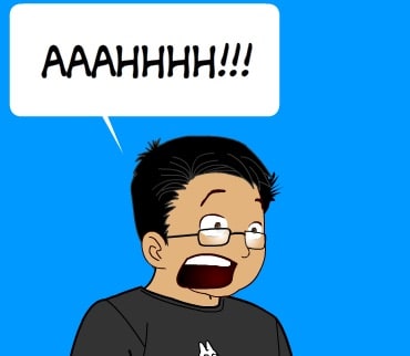Comic of Errol screaming "AAAHHHH!!!"