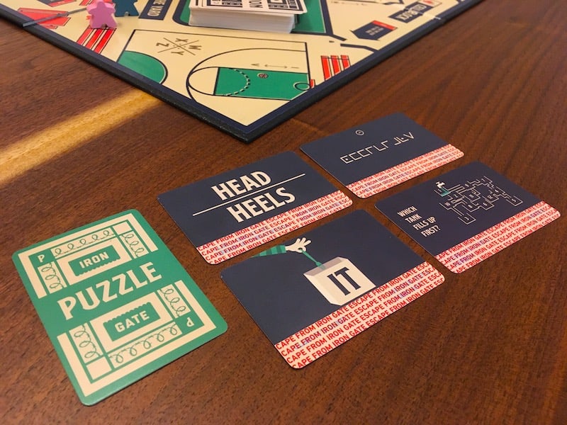 Puzzle card examples including some wordplay puzzles, a cipher, and a reasoning challenge.