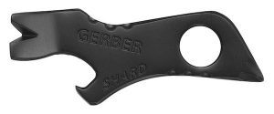 A gerber shard with a bottle opener, pry tool and, cutting tool.