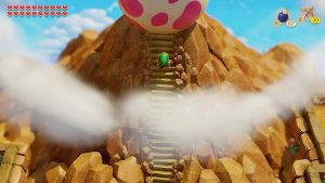 Link climbing a mountain to a massive egg.