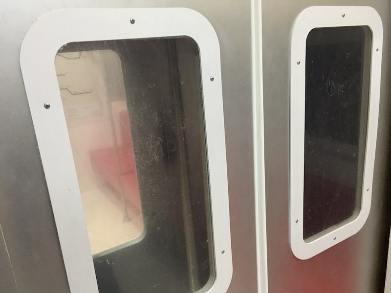 In-game: Double doors between train cars.