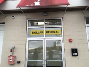 The doorway for a Dollar General store.