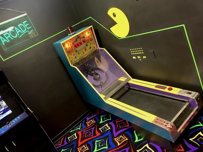 In-game: a skee ball machine in an arcade.