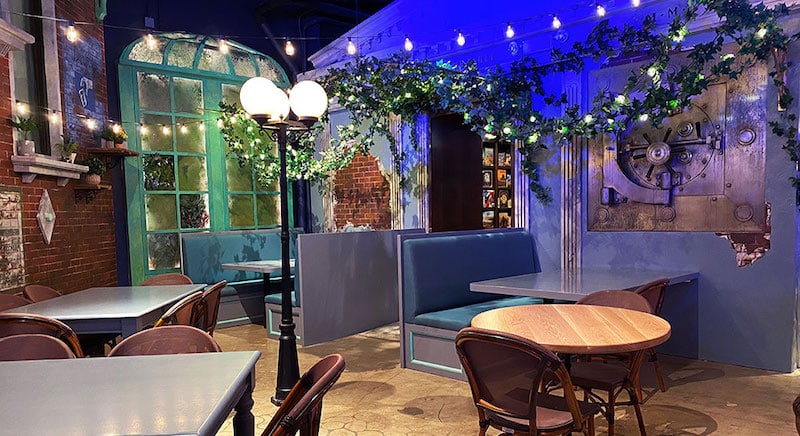 Tables at the beautiful Chicago Game Cafe