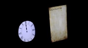In-game: the game clock and hints presented as a pocketwatch and journal.