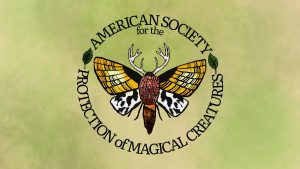The magical moth logo for The American Society for the Protection of Magical Creatures.