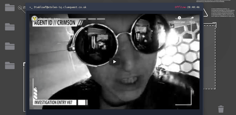 In-game: An incoming video message from Agent Crimson.