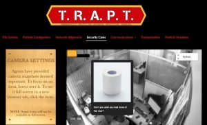 Security camera feed of the Sydney office. A zoomed in image of a roll of toilet paper is captioned, "Don't you wish you had more of this now?"