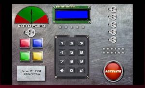 A control panel with a variety of buttons, switches, and displays.