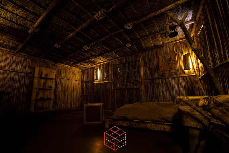 In-game: The interior of a cabin.