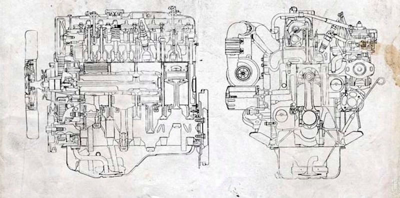Sketch of a submarine engine.