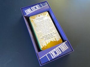 The Scheherazades Last Tale box open, the story card revealed.