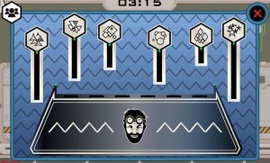 In-game: A series of symbols attached to sticks of varying lengths.