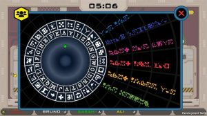 In-game: A cipher wheel beside a series of multi-colored ciphers.