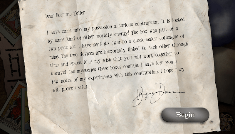 The intro letter to the Fortune Teller player.