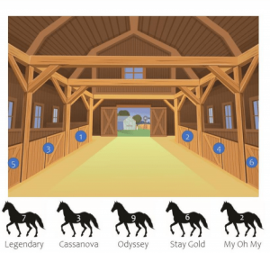 A barn with 5 horses.