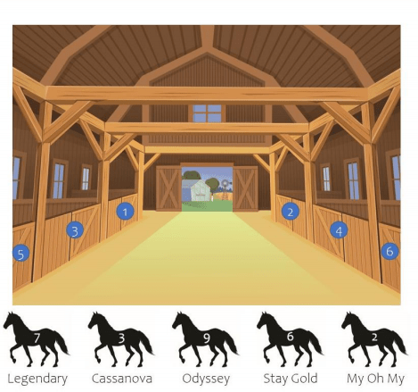 A barn with 5 horses.