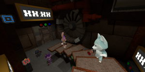 Critters climbin steps.