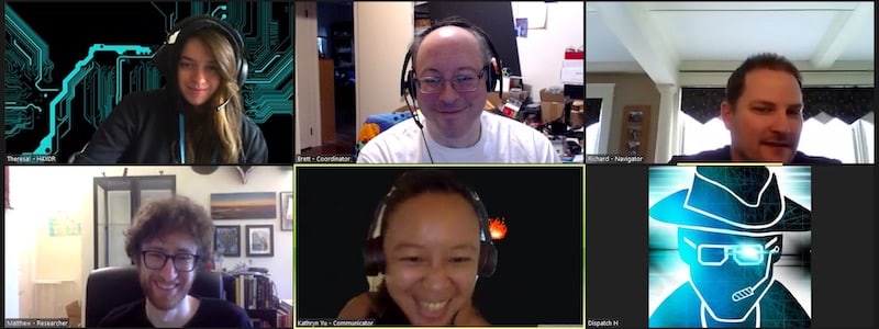 Theresa, Richard, Matthew, and Kathryn in Zoom with Dispatch.