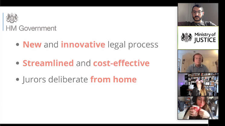 A slide from the Ministry of Justice explaining this new, cost-effectve trial method.