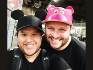 Stefan Bauer & Alex Osorio in hats with ears at Disney