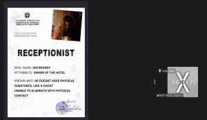 Zoom screen share of a confidential file for Ian Brady who appears to be a ghost.