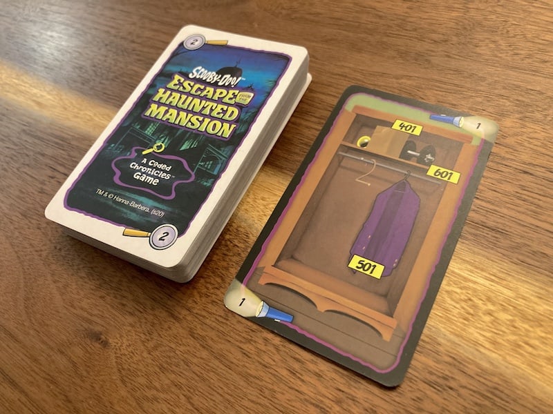 The clue deck with a closet card revealed.