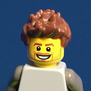 James as a Lego person headshot.