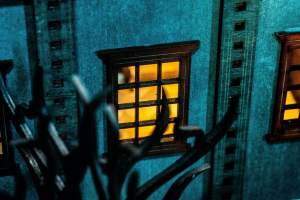 Closeup of an illuminated window.