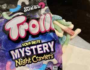 Packaging torn open, worms pouring out.