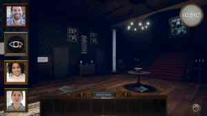 In-game, 3d rendering of a large foyer in a creepy mansion.