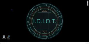 A computer desktop with a background insignia that reads, "I.D.I.O.T."