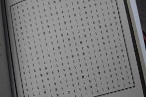 Close-up of a word search.