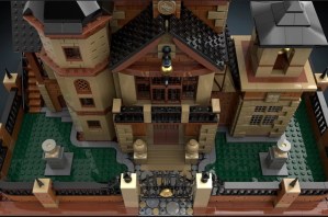 Overhead view of the front of the dollhouse.