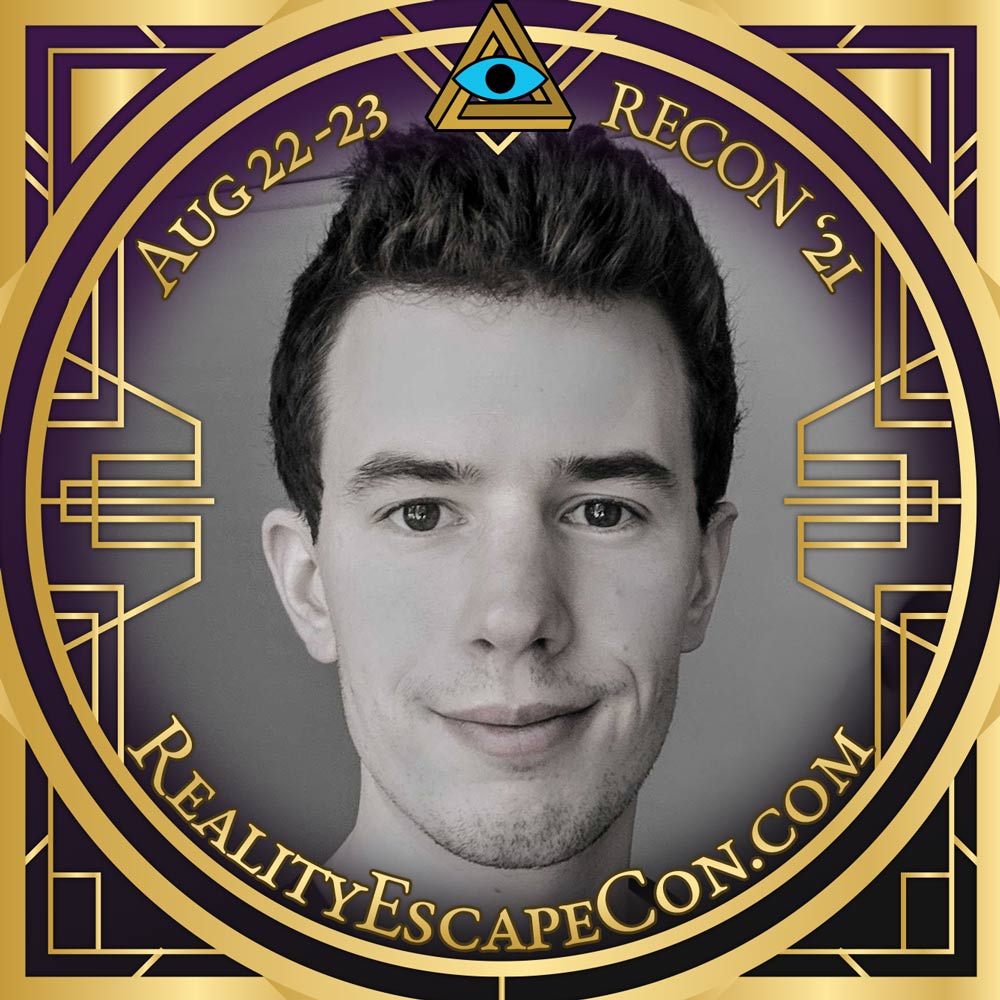 headshot of Aaron Hooper surrounded by a RECON fram