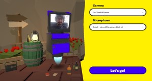 Camera/ microphone setting screen. David's character was a blue computer with his face on the monitor.