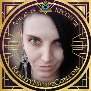 headshot of Tasha Tarkhanova surrounded by a RECON fram