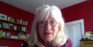 An older woman on Zoom.