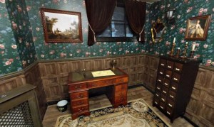 An old study filled with antique furniture.