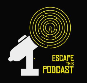 escape this podcast logo, microphone with a puzzle