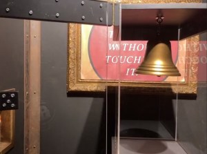 Closeup of a bell in a box.