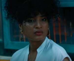 Actress Indya Moore in Escape Room: Tournament of Champions with a small scar on her right cheek.