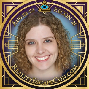 Manda's headshot in an ornate art deco RECON 21 frame.