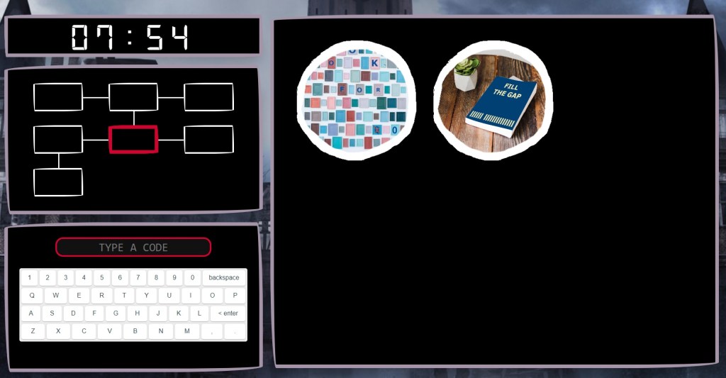 In-game entry with a keyboard, and some images.