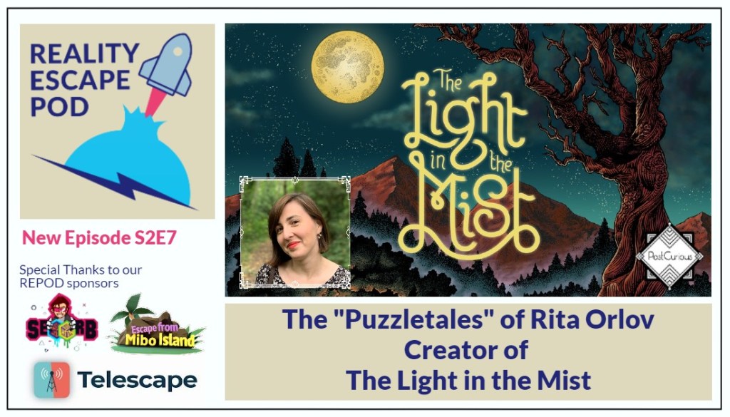 Illustration of a woodland landscape at night with a full moon and a gnarled tree. There is a small image of a woman with short brown hair and red lipstick in the corner.