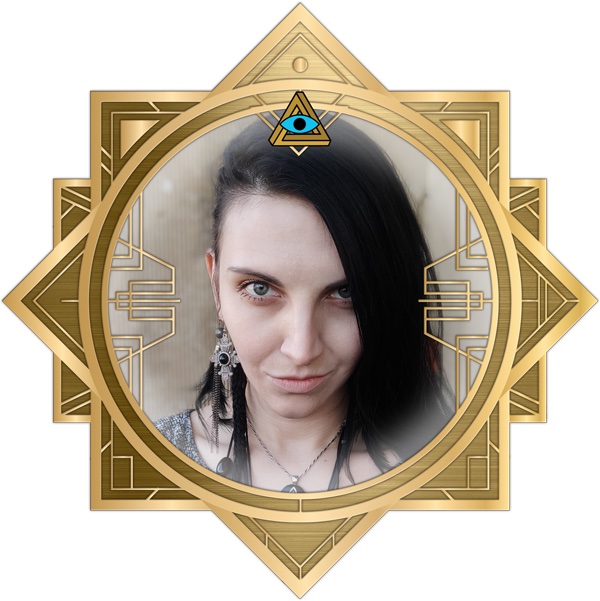 Tasha's headshot in an ornate art deco RECON 21 frame.