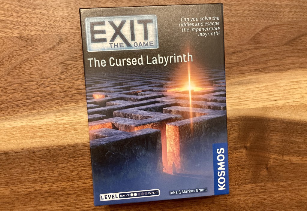 Exit The Game, The Cursed Labyrinth box art with a stone maze structure on the cover.